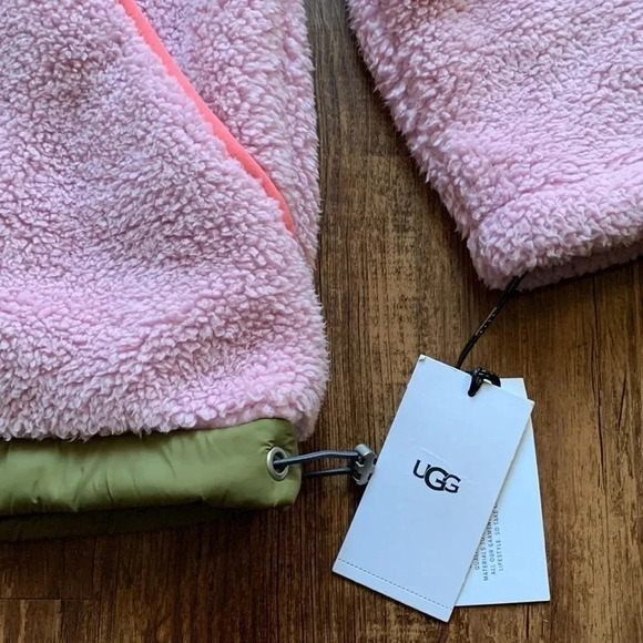 Ugg Women's Iggy Sherpa Jacket Half Zip Pink Lavender Breeze Size Large NWT - Picture 5 of 8